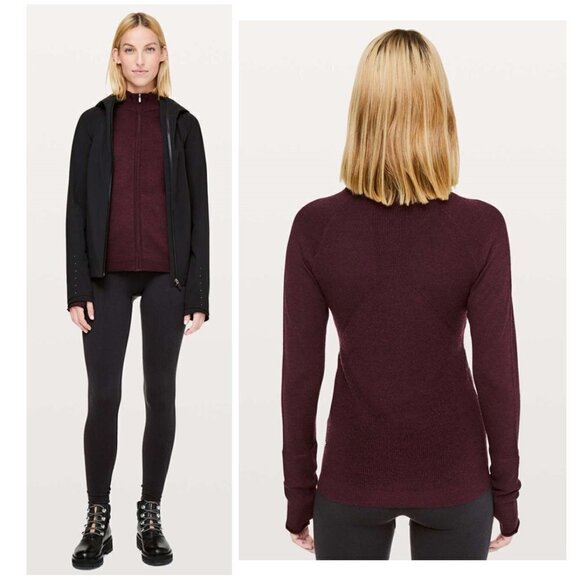 Women's Burgundy Full-Zip Sweater - Picture 2 of 10